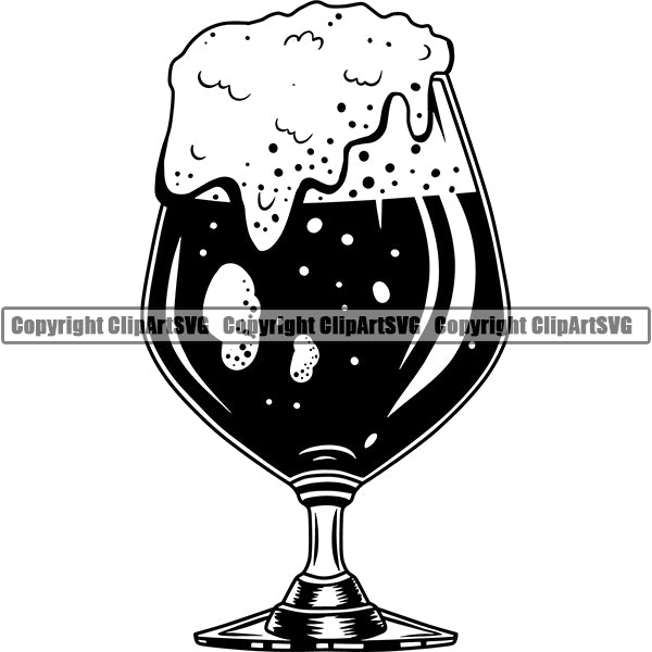 Beer Glass Foam Alcohol Liquor Drink Drinking Emblem Logo ClipArt SVG