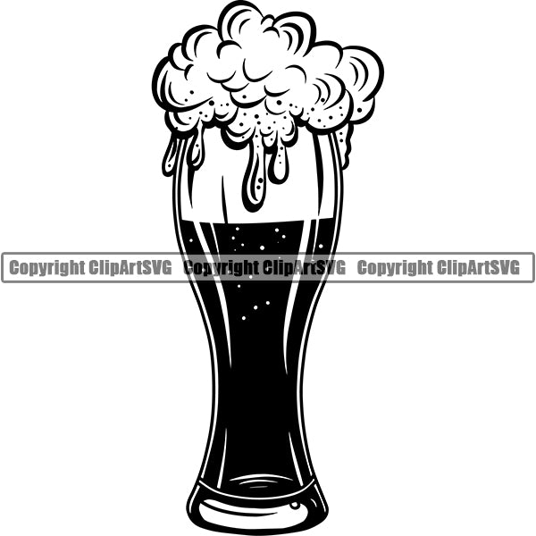 Beer Glass Foam Alcohol Liquor Drink Drinking Emblem Logo ClipArt SVG
