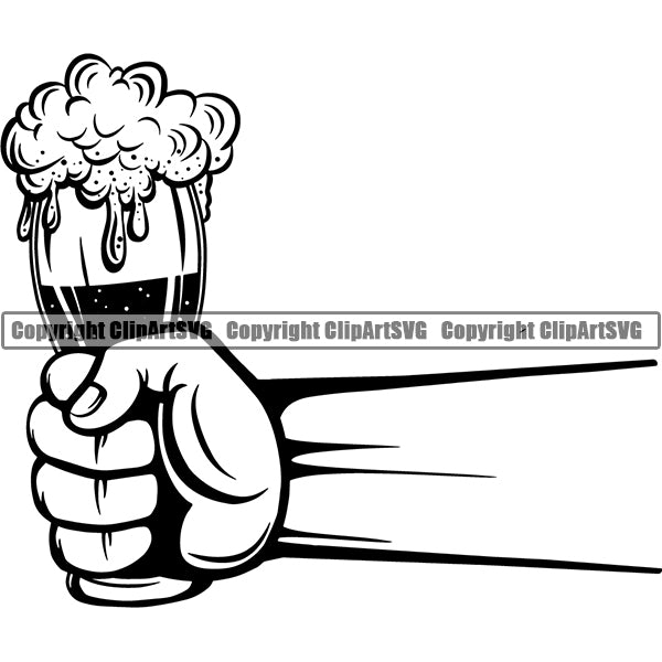 Beer Alcohol Liquor Hand Holding Drink Drinking ClipArt SVG