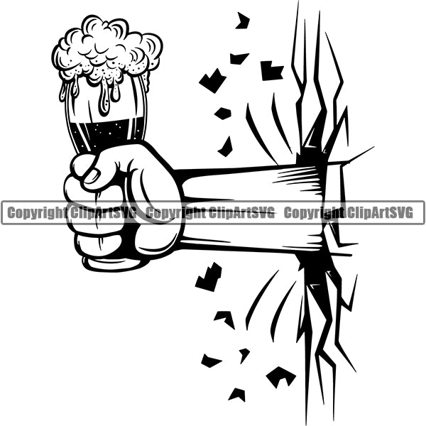 Beer Alcohol Liquor Hand Holding Drink Drinking ClipArt SVG