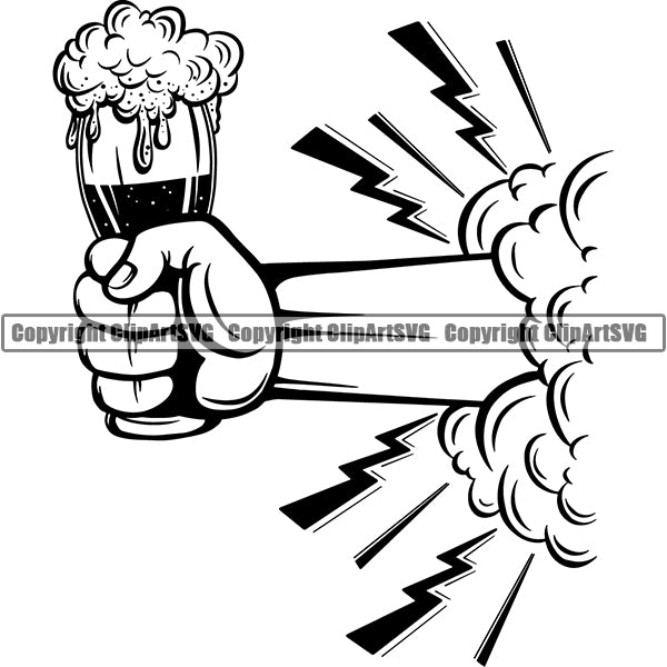 Beer Alcohol Liquor Hand Holding Drink Drinking ClipArt SVG