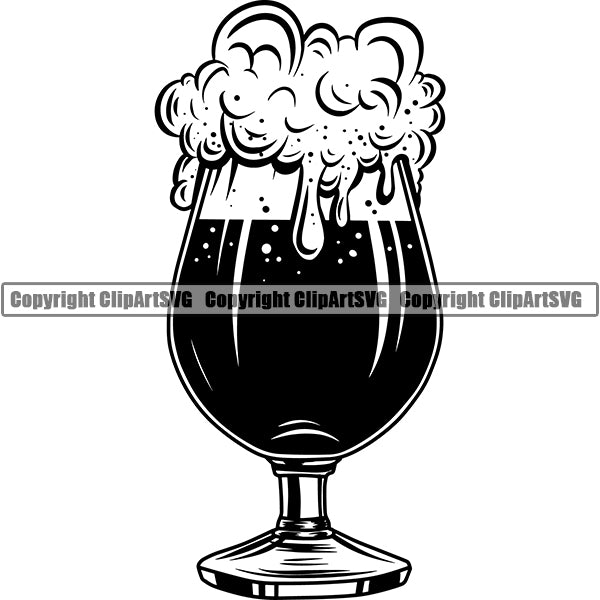 Beer Glass Foam Alcohol Liquor Drink Drinking Emblem Logo ClipArt SVG