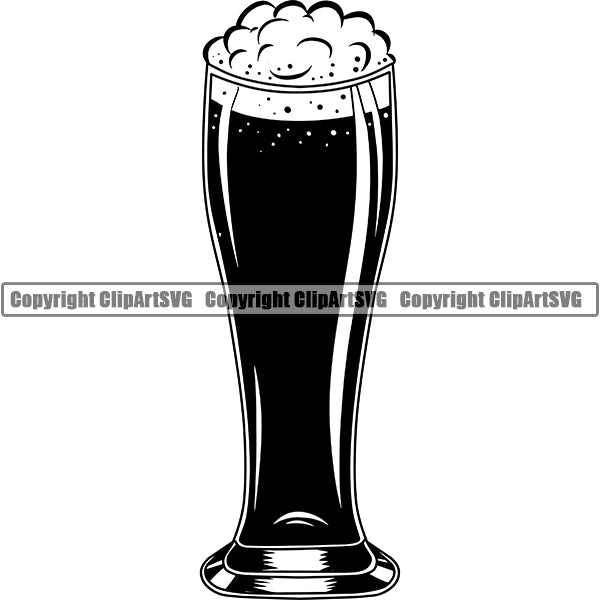Beer Glass Foam Alcohol Liquor Drink Drinking Emblem Logo ClipArt SVG