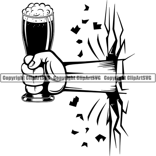 Beer Alcohol Liquor Hand Holding Drink Drinking ClipArt SVG