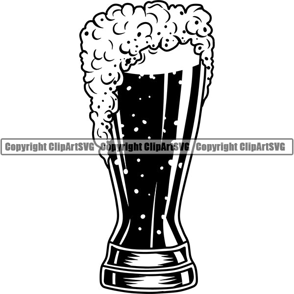 Beer Glass Foam Alcohol Liquor Drink Drinking Emblem Logo ClipArt SVG