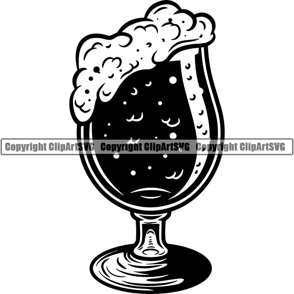 Beer Glass Foam Alcohol Liquor Drink Drinking Emblem Logo ClipArt SVG