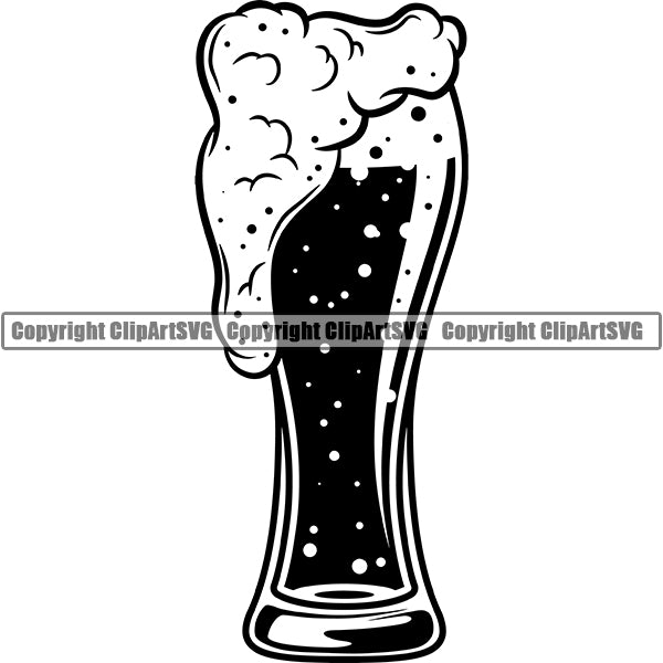 Beer Glass Foam Alcohol Liquor Drink Drinking Emblem Logo ClipArt SVG