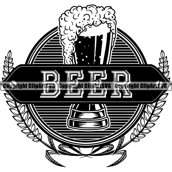 Beer Alcohol Liquor Drink Drinking Emblem Logo ClipArt SVG