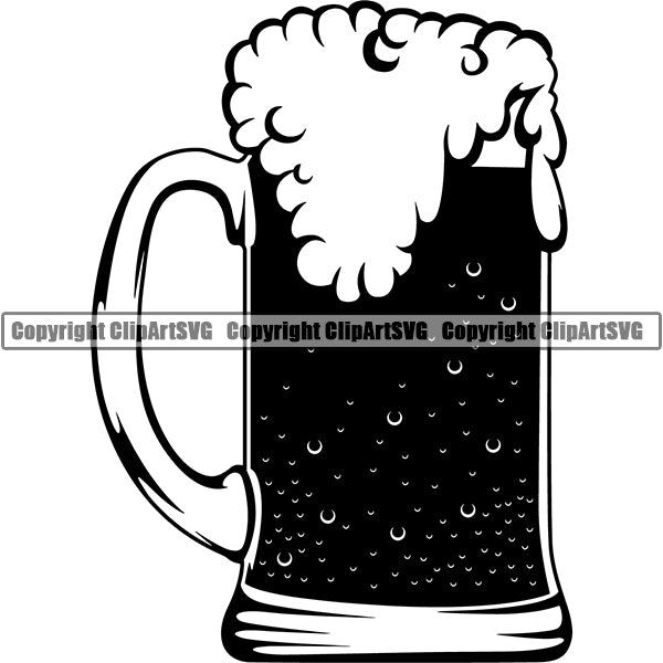Beer Glass Mug Foam Alcohol Liquor Drink Drinking Emblem Logo ClipArt SVG