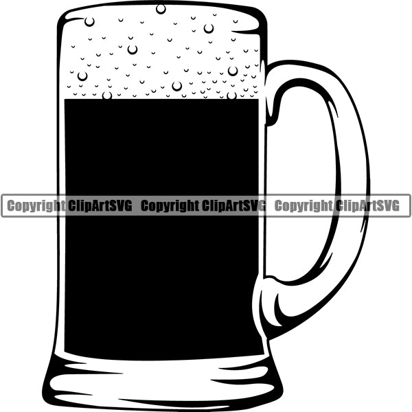 Beer Glass Mug Foam Alcohol Liquor Drink Drinking Emblem Logo ClipArt SVG