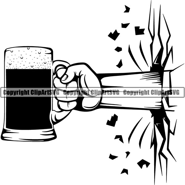 Beer Alcohol Liquor Hand Holding Drink Drinking ClipArt SVG