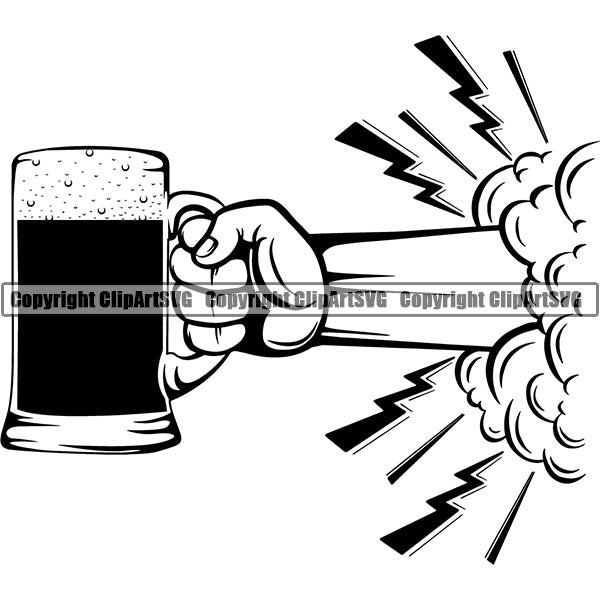 Beer Alcohol Liquor Hand Holding Drink Drinking ClipArt SVG