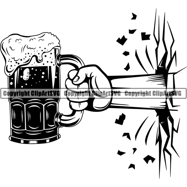 Beer Alcohol Liquor Hand Holding Drink Drinking ClipArt SVG