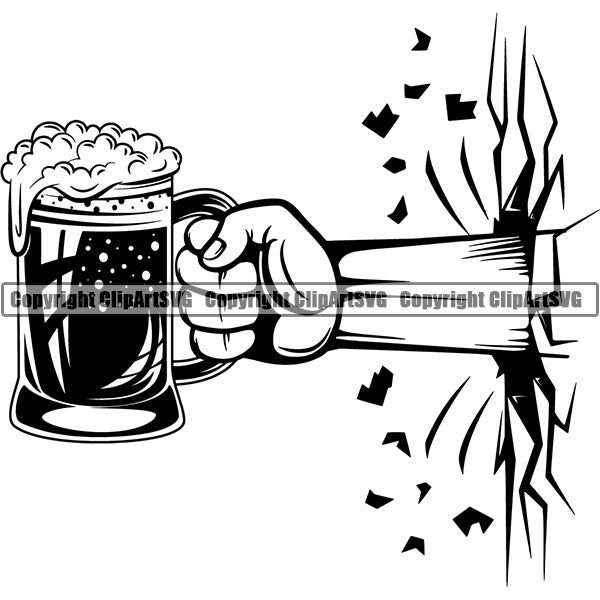 Beer Alcohol Liquor Hand Holding Drink Drinking ClipArt SVG