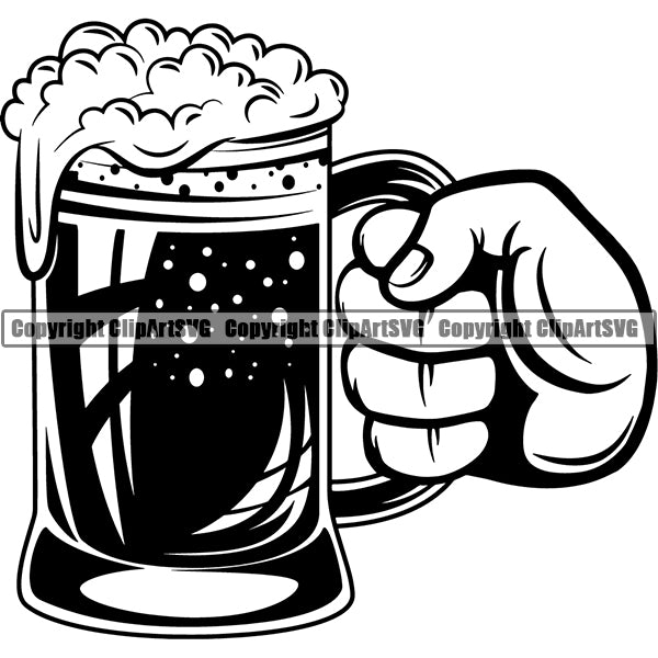 Beer Alcohol Liquor Hand Holding Drink Drinking ClipArt SVG
