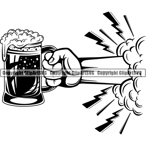 Beer Alcohol Liquor Hand Holding Drink Drinking ClipArt SVG