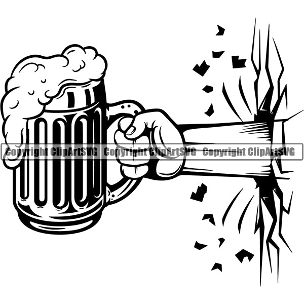 Beer Alcohol Liquor Hand Holding Drink Drinking ClipArt SVG
