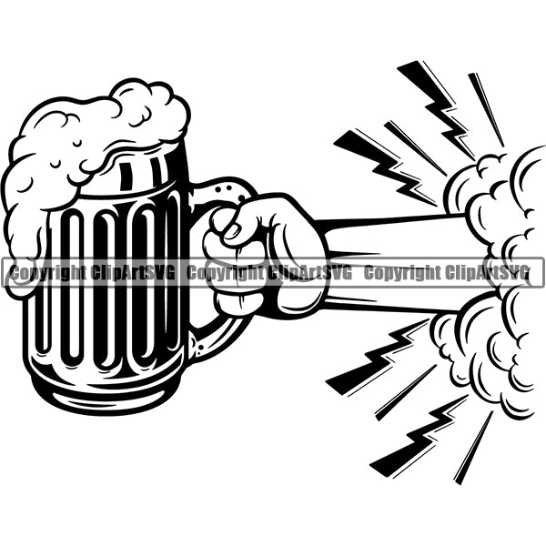 Beer Alcohol Liquor Hand Holding Drink Drinking ClipArt SVG