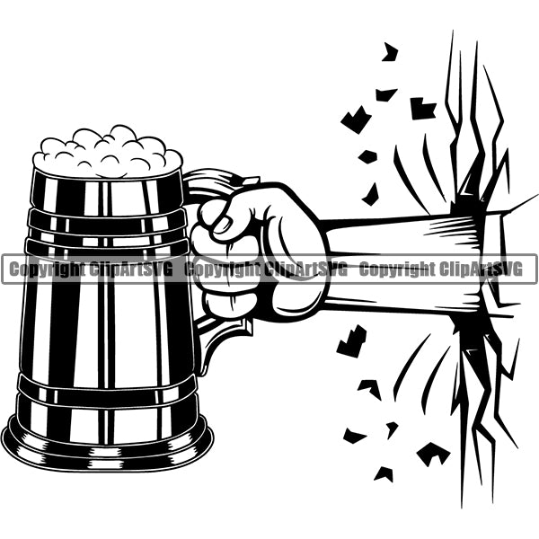 Beer Alcohol Liquor Hand Holding Drink Drinking ClipArt SVG