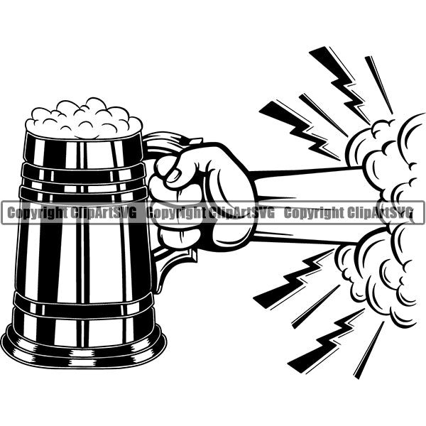 Beer Alcohol Liquor Hand Holding Drink Drinking ClipArt SVG
