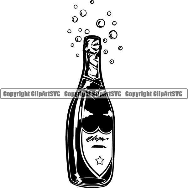 Champagne Alcohol Liquor Drink Drinking Celebrate Celebration Event ClipArt SVG