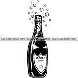 Champagne Alcohol Liquor Drink Drinking Celebrate Celebration Event ClipArt SVG