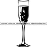 Champagne Alcohol Liquor Drink Drinking Celebrate Celebration Event ClipArt SVG
