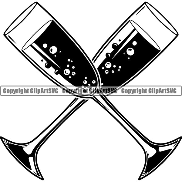 Champagne Alcohol Liquor Drink Drinking Celebrate Celebration Event ClipArt SVG