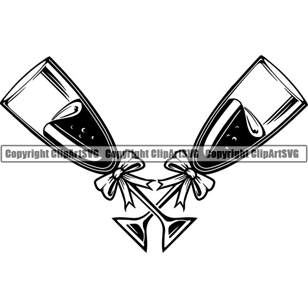 Champagne Alcohol Liquor Drink Drinking Celebrate Celebration Event ClipArt SVG