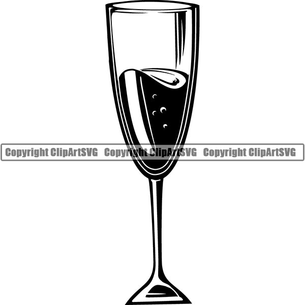 Champagne Alcohol Liquor Drink Drinking Celebrate Celebration Event ClipArt SVG