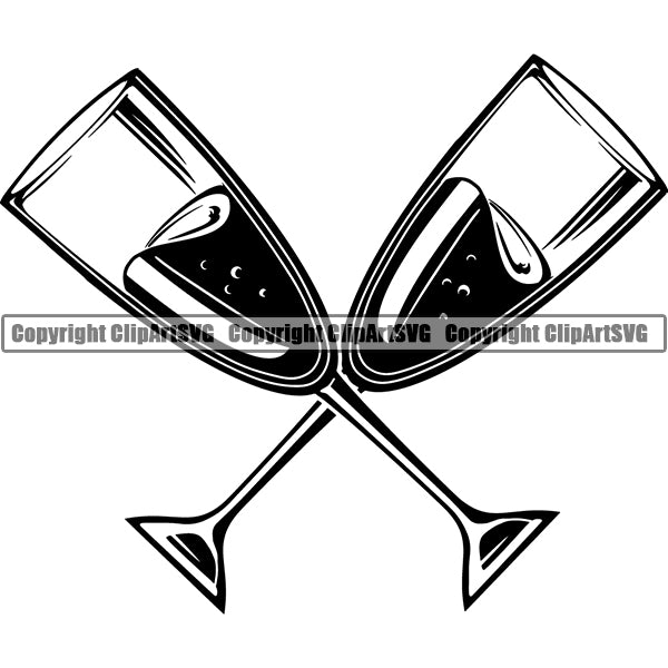 Champagne Alcohol Liquor Drink Drinking Celebrate Celebration Event ClipArt SVG