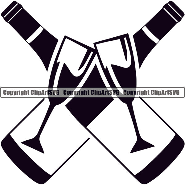 Champagne Alcohol Liquor Drink Drinking Celebrate Celebration Event ClipArt SVG