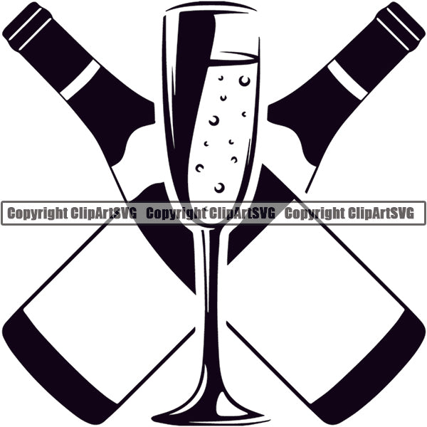 Champagne Alcohol Liquor Drink Drinking Celebrate Celebration Event ClipArt SVG
