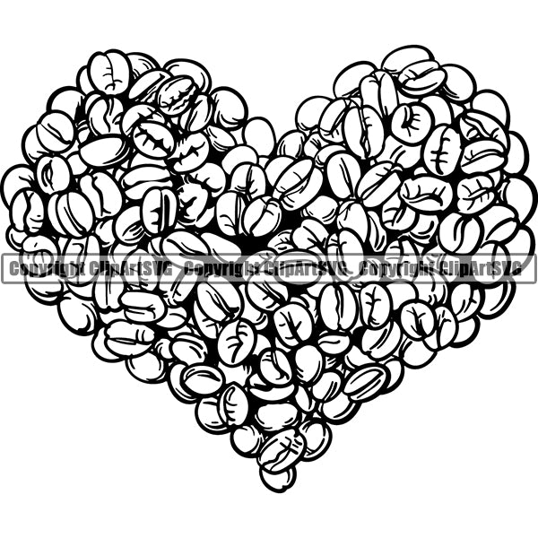 Coffee Tea Espresso Latte Cappuccino Bean Heart Drink Drinking Caffeine Logo ClipArt SVG