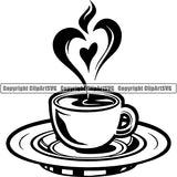 Coffee Tea Espresso Latte Cappuccino Heart Love Drink Drinking Caffeine Logo ClipArt SVG