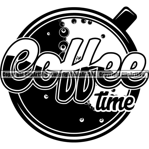 Coffee Tea Espresso Latte Cappuccino Drink Drinking Caffeine Logo ClipArt SVG