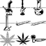 9 Smoking Marijuana Top Selling Designs Weed Cannabis Pot Bong Joint BUNDLE ClipArt SVG