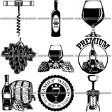 9 Wine Alcohol Drink Drinking Tasting Design Elements BUNDLE ClipArt SVG