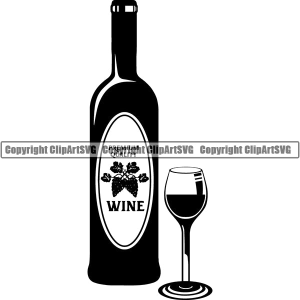 Wine Glass Bottle Alcohol Liquor Drink Drinking Logo ClipArt SVG