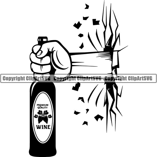 Wine Glass Bottle Alcohol Liquor Drink Drinking Logo ClipArt SVG