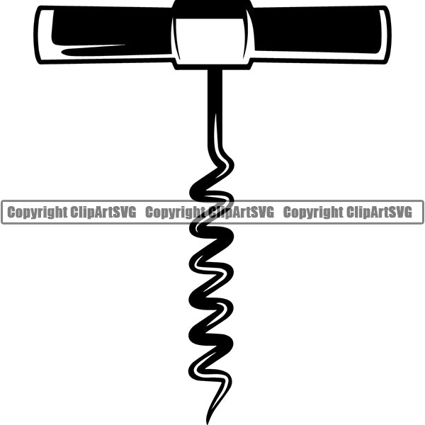 Wine Bottle Opener Cock Screw Corkscrew Alcohol Liquor Drink Drinking ClipArt SVG