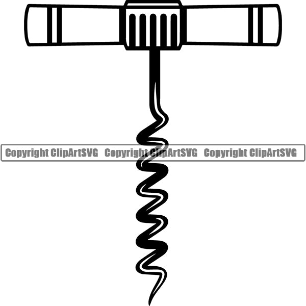 Wine Bottle Opener Cock Screw Corkscrew Alcohol Liquor Drink Drinking ClipArt SVG