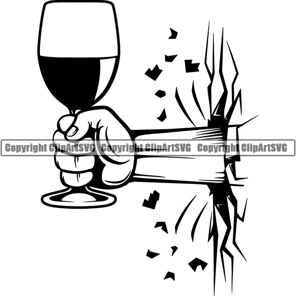 Wine Glass Bottle Alcohol Liquor Drink Drinking Logo ClipArt SVG