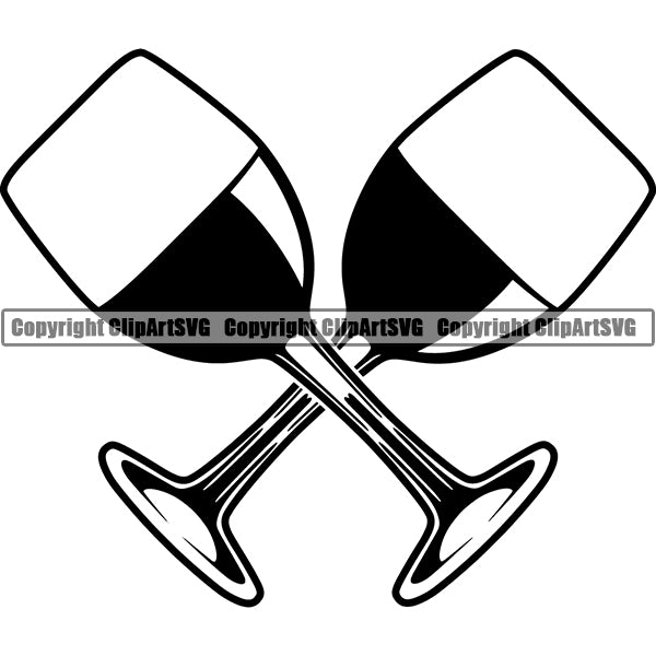 Wine Glass Bottle Alcohol Liquor Drink Drinking Logo ClipArt SVG