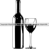 Wine Glass Bottle Alcohol Liquor Drink Drinking Logo ClipArt SVG