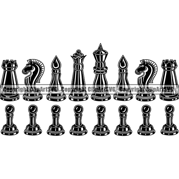 Game Chess Pieces Black ClipArt SVG