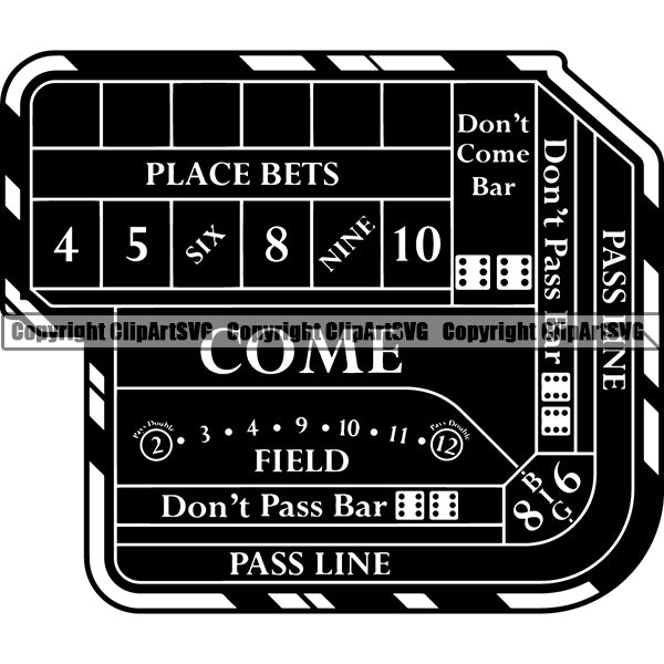 Game Craps Table ClipArt SVG