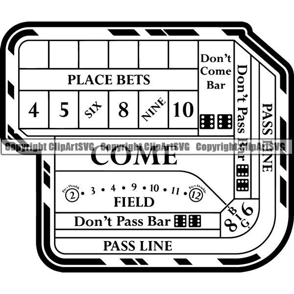 Game Craps Table ClipArt SVG