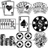 9 Poker Texas Hold'em Top Selling Designs Chips Royal Flush BUNDLE ClipArt SVG