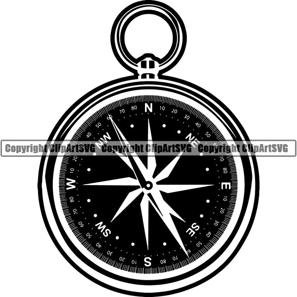 Camping Hiking Mountain Climbing Compass Logo Clipart SVG